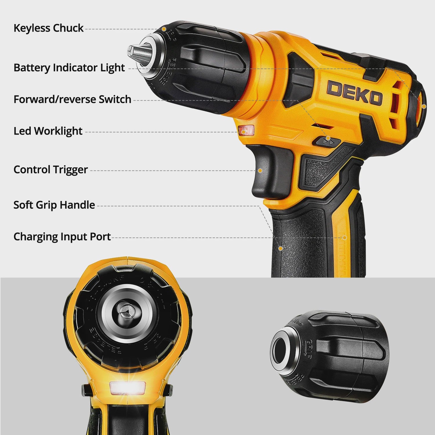 DEKO 126-delige Gereedschapskist met 8V Accuboormachine - Complete Set voor Huis, Tuin & Klussen
