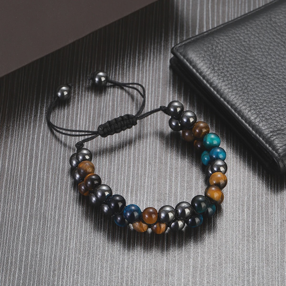 Handgemaakte Tijgeroog & Blauwe Steen Armband - Natuursteen Kralen (8mm)