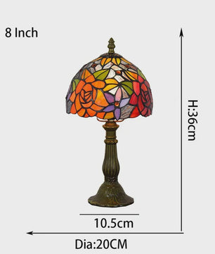 Stijlvolle Tiffany Tafellamp met Glas-in-Lood - Sfeervolle Leeslamp voor Woonkamer, Slaapkamer of Kantoor
