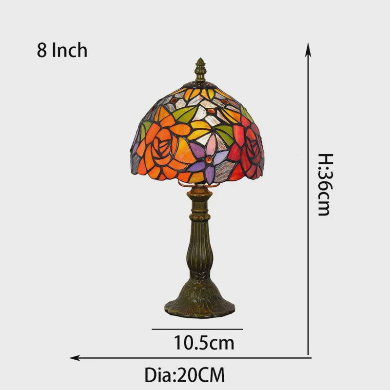 Stijlvolle Tiffany Tafellamp met Glas-in-Lood - Sfeervolle Leeslamp voor Woonkamer, Slaapkamer of Kantoor
