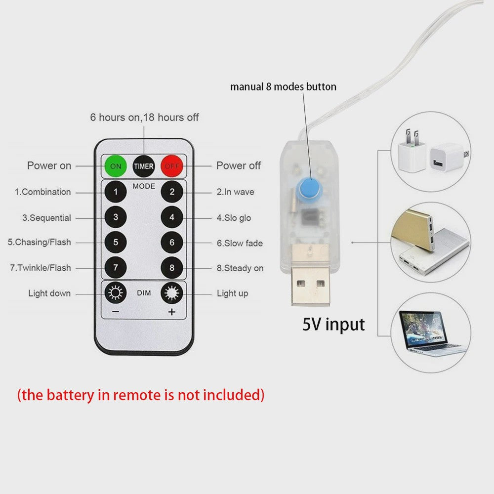 LED Gordijn Slinger Verlichting 3Mx1M/2M/3M - USB Fairy Lights met Afstandsbediening