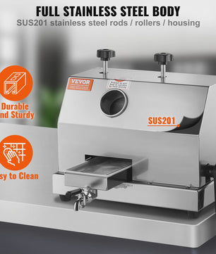 Professionele Suikerrietpers - Hoge Capaciteit (110 LBS/H) met 3 RVS Rollers & Grote Invoer (2.4")