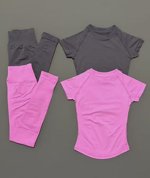Naadloze Yoga Set Dames: Short Sleeve Top & Hoge Taille Legging - Sneldrogend Sportkleding Pak