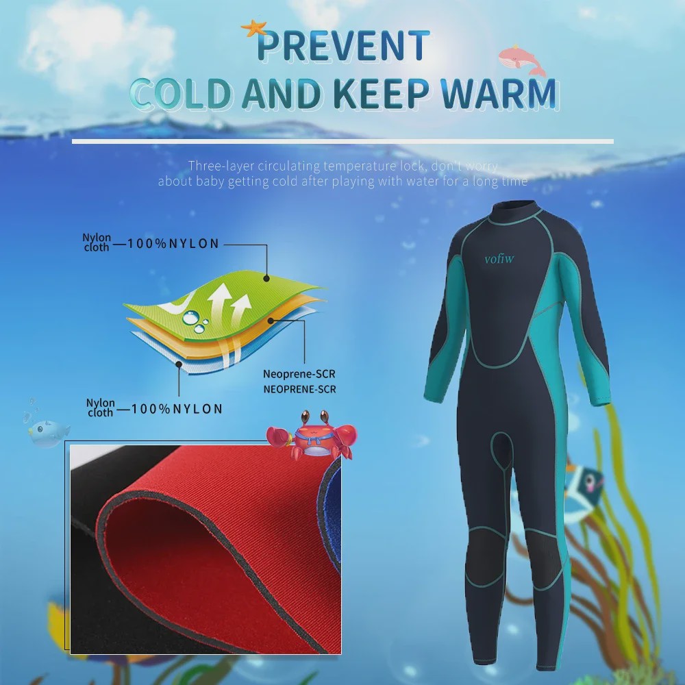 Kinder Neopreen Wetsuit 3MM - Lange Mouwen voor Jongens & Meisjes - Water Sport Kleding