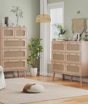 Retro Rotan Ladekast met 5 of 6 Laden - Stijlvolle Opbergkast