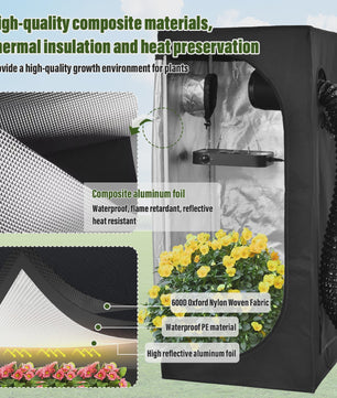 Complete Kweek Tentsysteem: Grow Tent met Ventilator, Koolstoffilter & Dimbare Full Spectrum LED Groeilamp