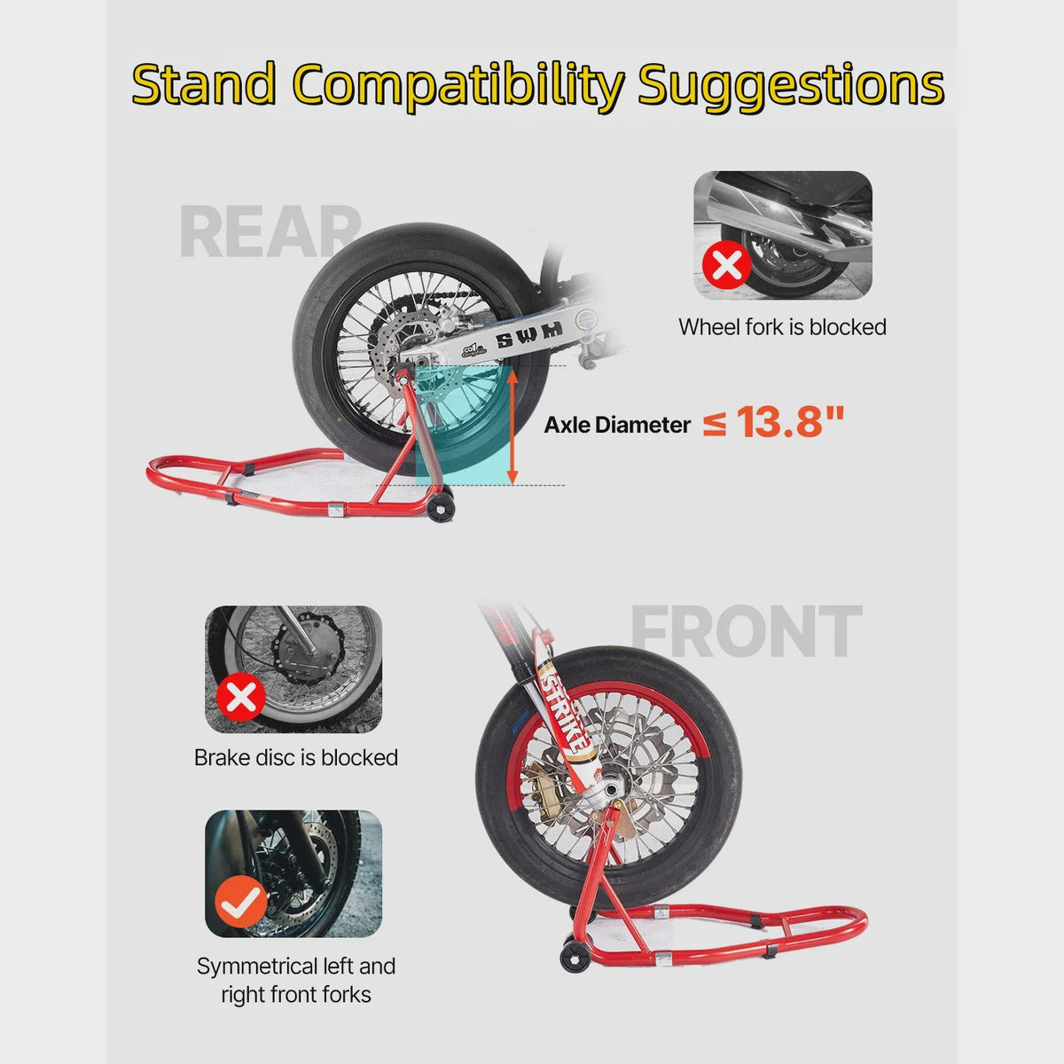 Motorlift Set: Voor- en Achterbrug Stand (850lbs) - Universeel