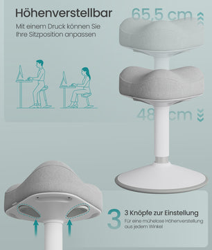 Ergonomische Sta-Zithocker met Schommel Effect - Hoogte Verstelbaar (48-65.5 cm) & Anti-Slip Basis