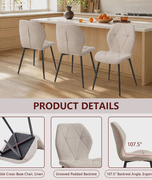 Set van 2, 4 of 6 Moderne Eetkamerstoelen - Comfortabel Gestoffeerd met Stalen Poten