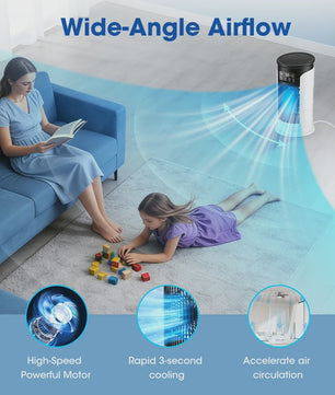 3-in-1 Draagbare Aircooler met Ventilator, Luchtbevochtiger en LED Nachtlampje - 6 Snelheden