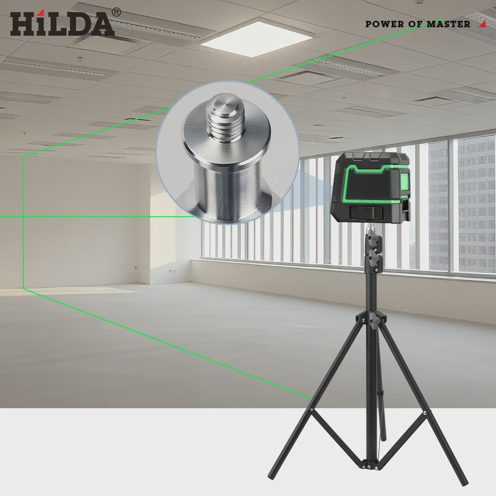 HILDA Laserwaterpas Statief - Verstelbaar 1.6m/3m Hoogte, Aluminium Legering, 1/4" Interface
