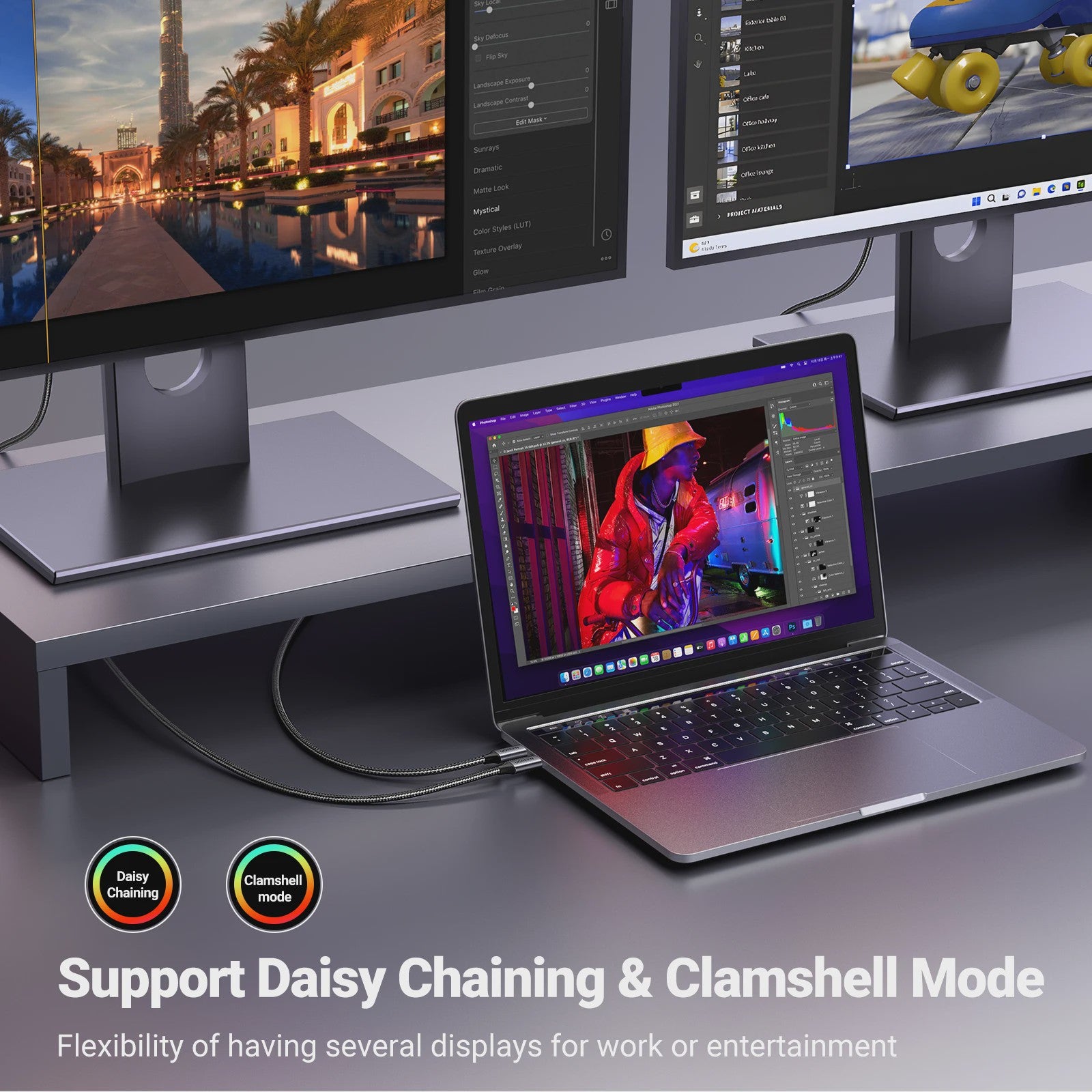 UGREEN USB-C naar DisplayPort 1.4 Kabel - 8K@60Hz, Thunderbolt 3/4 Compatibel voor MacBook Pro & iPad
