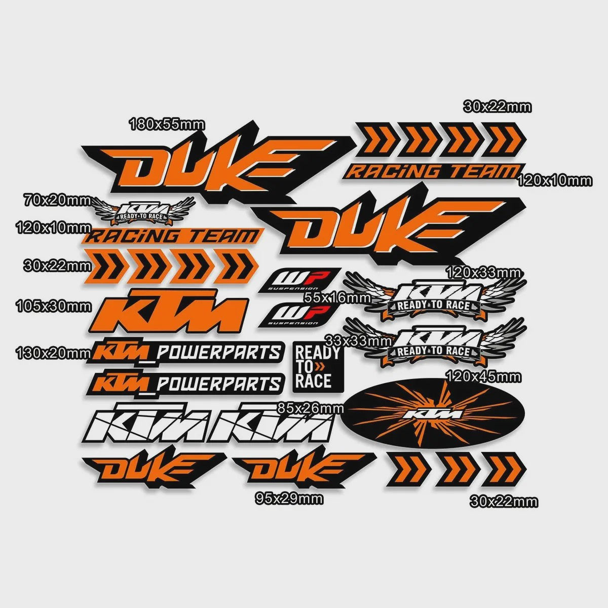 KTM Motor Stickers Set - Waterdicht Vinyl Decoratie voor Duke & Adventure Modellen