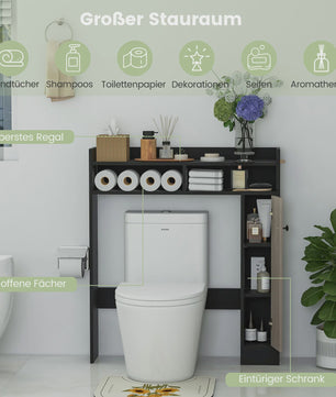 Toiletkast - Vrijstaande Badkamerkast met Verstelbare Planken en Deur