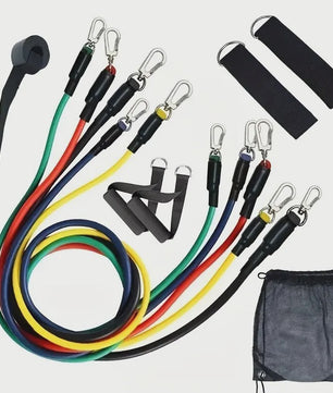 11-delige Weerstandsbanden Set met Handvatten, Enkelbanden en Deuranker - Draagbaar Fitness Materiaal