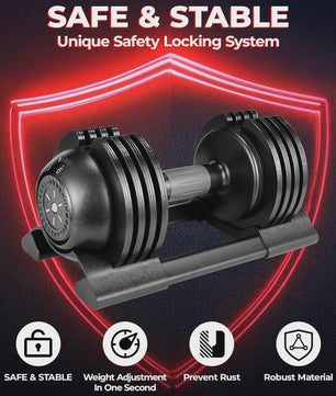 Verstelbare Dumbbells Set 1.5-24 kg met 5 Gewichtsniveaus - Compact en Efficiënt Trainen