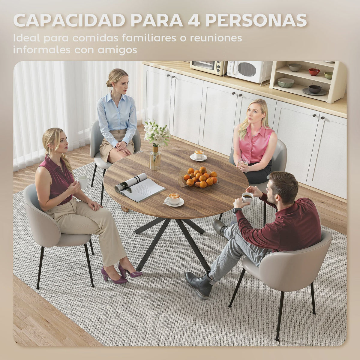 Ronde Eettafel Eikenlook - Ø120x75 cm - Geschikt voor 4 Personen