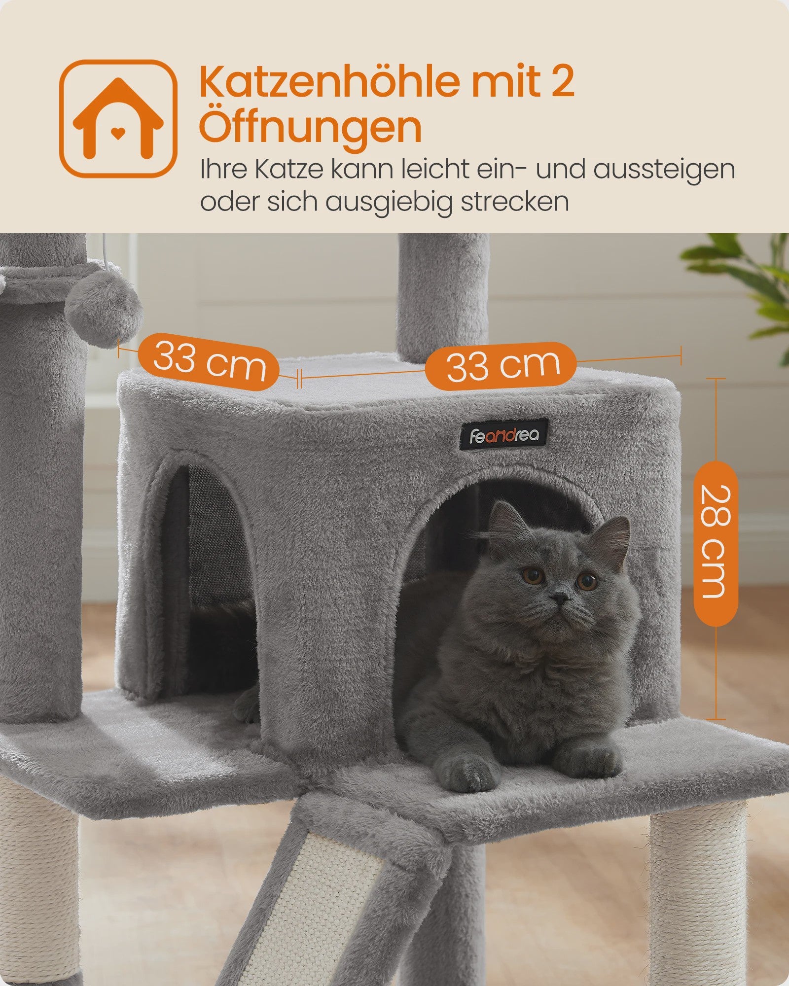 FEANDREA Krabpaal met Groot Observatiedek en Hangmat voor Katten