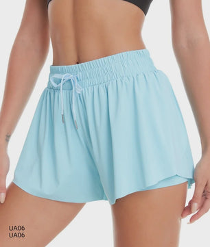 Ademende Dames Sports Shorts met Elastische Tailleband, Trekkoord, Liner & Zijvak - Perfect voor Gym, Yoga, Hardlopen & Casual