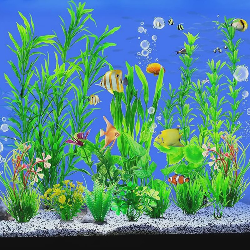 10 Delige Set Aquarium Planten Decoratie - Kunststof Waterplanten voor Vistank