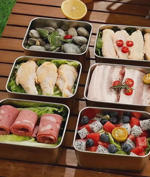 5-delige RVS Voedselcontainers Set - Luchtdichte BPA-Vrije Bewaarbakjes voor Maaltijdvoorbereiding, Lunch & Camping