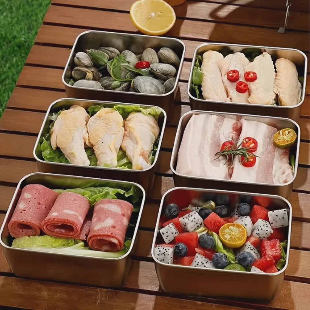 5-delige RVS Voedselcontainers Set - Luchtdichte BPA-Vrije Bewaarbakjes voor Maaltijdvoorbereiding, Lunch & Camping