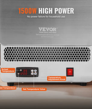 Elektrische Smeltoven 1500W - Hoge Temperatuur 1200°C voor Metaal, Klei & Glazuren