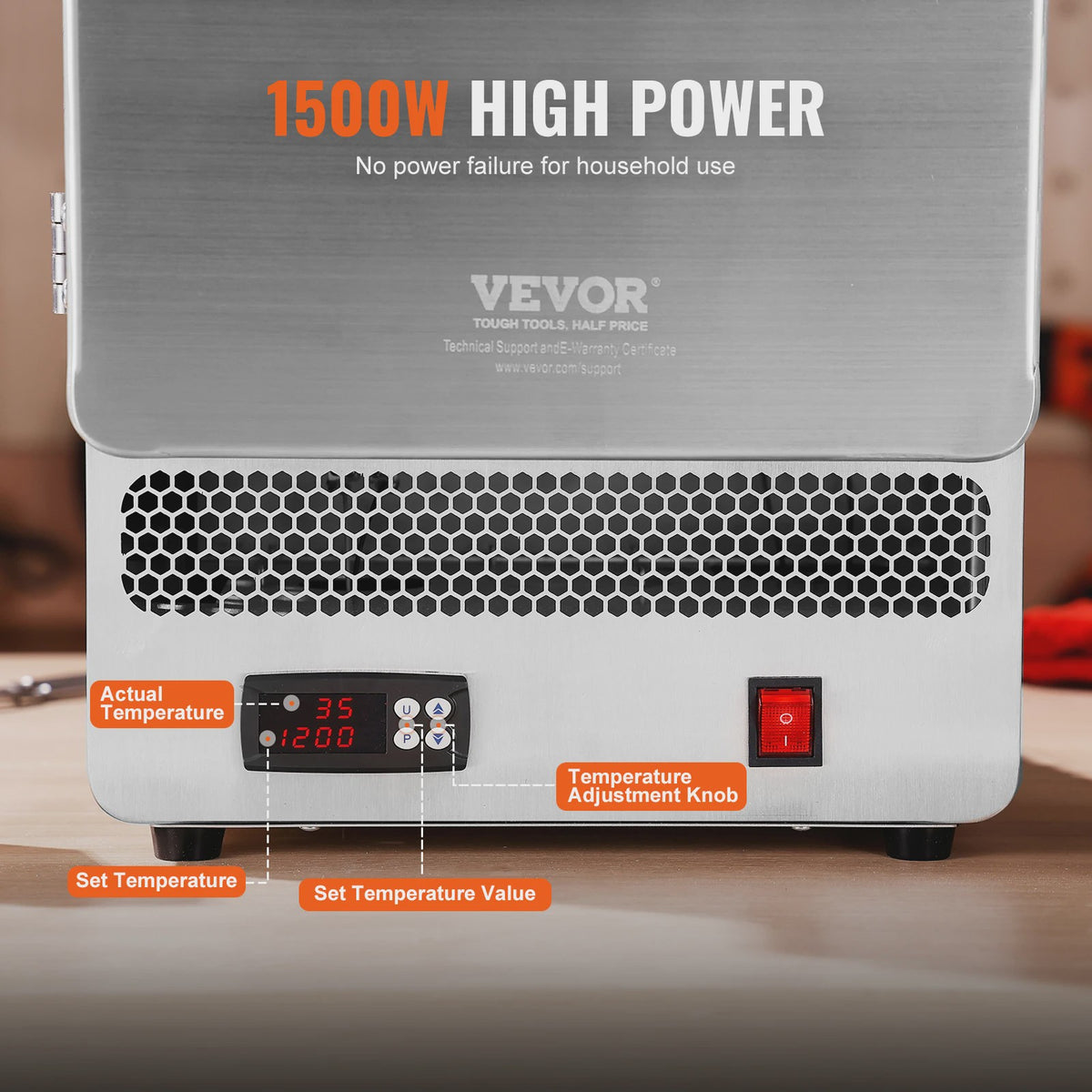 Elektrische Smeltoven 1500W - Hoge Temperatuur 1200°C voor Metaal, Klei & Glazuren