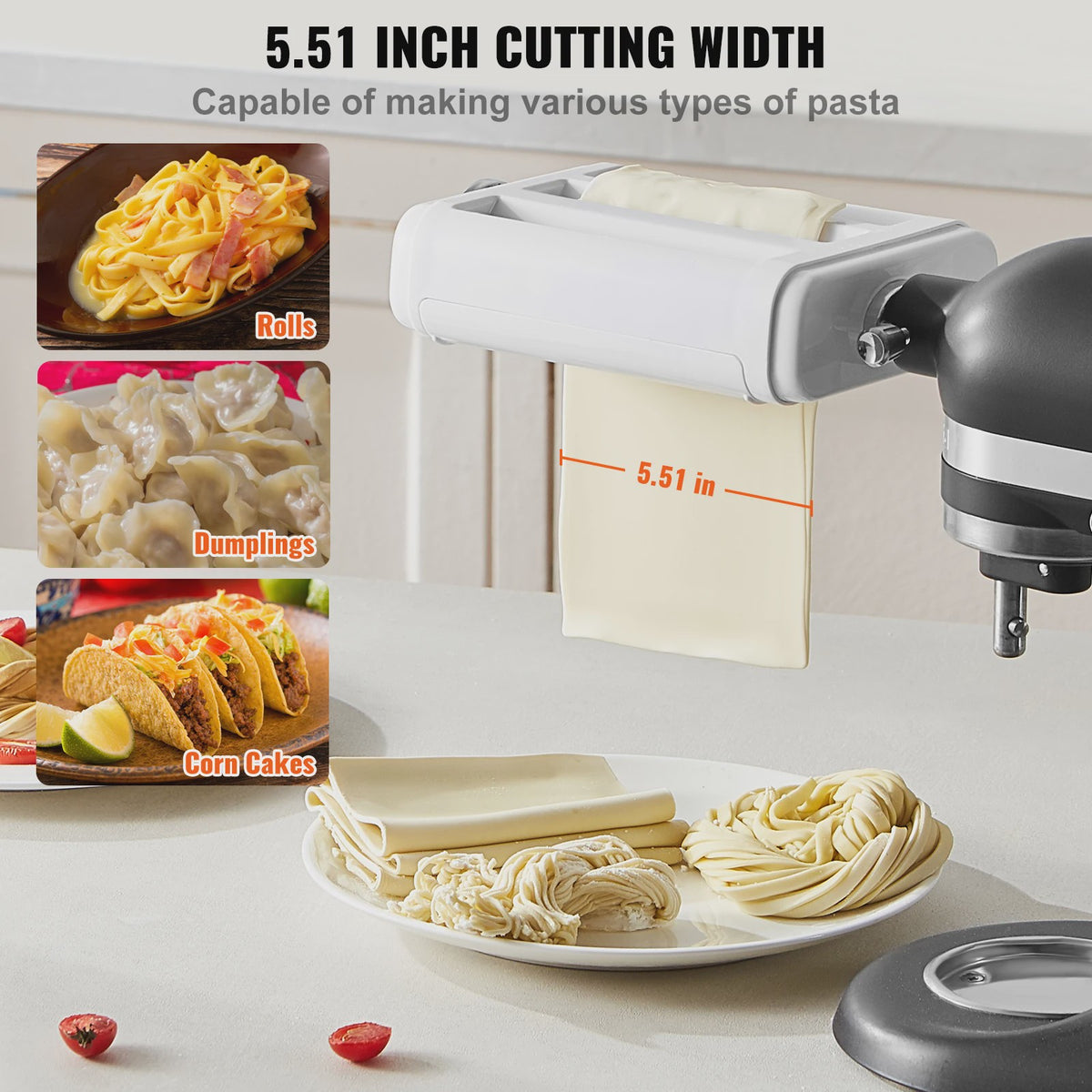 SucceBuy Pastaroller en Snijder Set voor KitchenAid Stand Mixer - 3-in-1 Roestvrij Staal
