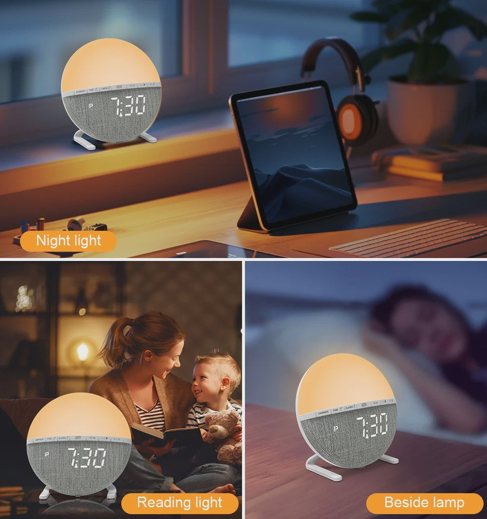 Sunrise Wekker met Wake-up Light, Nachtlamp en Sfeervolle Zonsopgang Simulatie