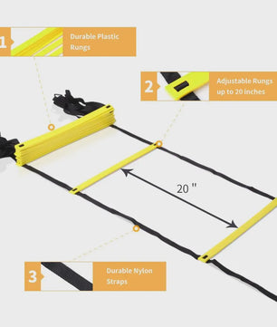 Agility Ladder & Voetbal Trainingscones Set voor Snelheid, Wendbaarheid en Voetbaltraining