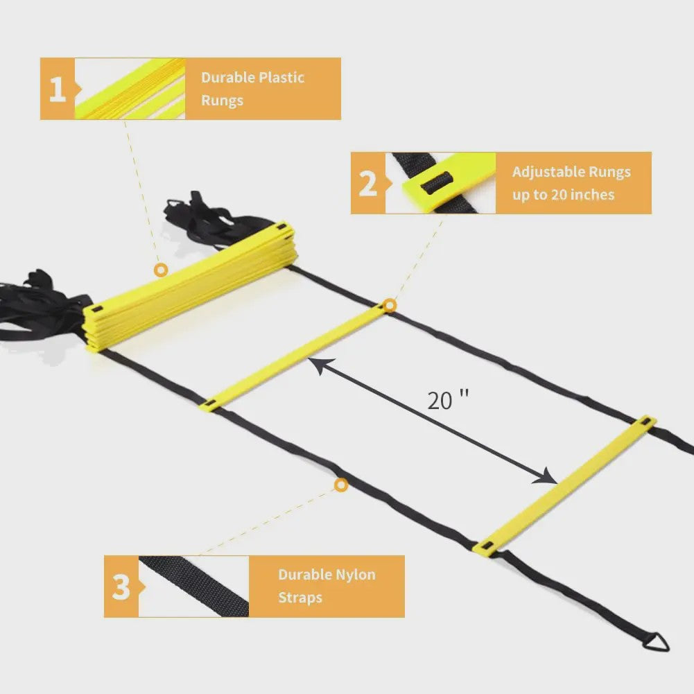 Agility Ladder & Voetbal Trainingscones Set voor Snelheid, Wendbaarheid en Voetbaltraining
