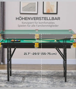 Opvouwbare en In Hoogte Verstelbare Biljarttafel - Compleet met Accessoires, Groen
