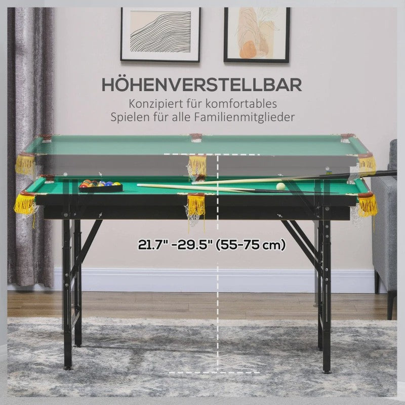 Opvouwbare en In Hoogte Verstelbare Biljarttafel - Compleet met Accessoires, Groen