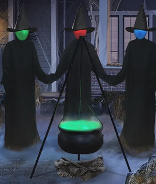 Zwarte Heksenketel met Schedels op Driepoot - Halloween Decoratie