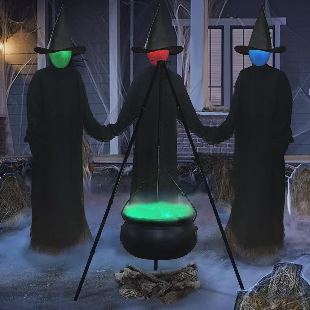 Zwarte Heksenketel met Schedels op Driepoot - Halloween Decoratie