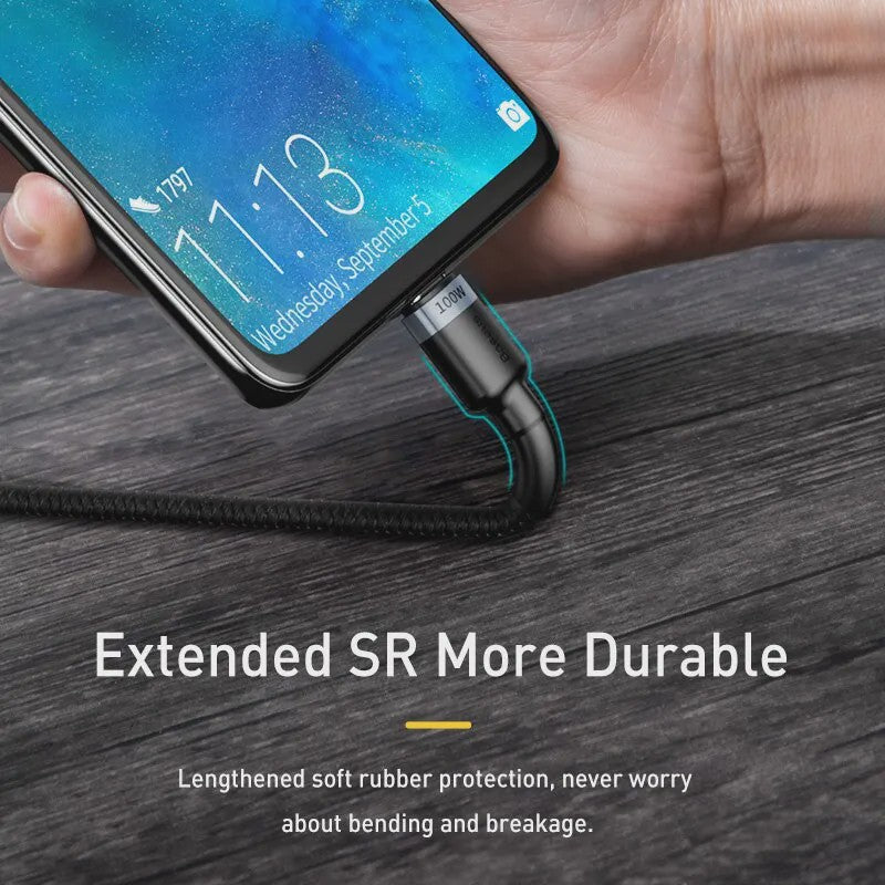 Baseus USB-C naar USB-C Kabel 100W PD Snellader - Geschikt voor iPhone, MacBook, Samsung & Xiaomi