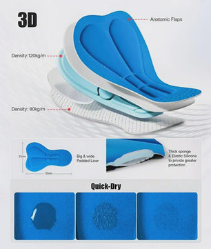 Heren Fietsbroek Performance met 3D Zeem - Ademend, Sneldrogend, 3 Zakken