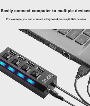 7-Poorts USB Hub met Individuele Aan/Uit Schakelaars - Hoge Snelheid USB 2.0 Splitter