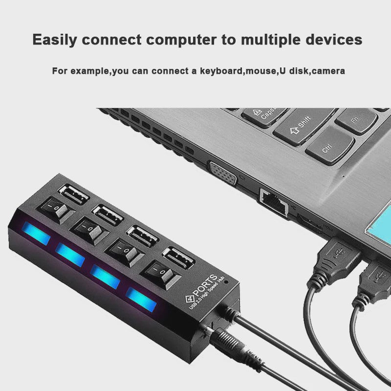 7-Poorts USB Hub met Individuele Aan/Uit Schakelaars - Hoge Snelheid USB 2.0 Splitter
