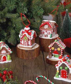 Set van 5 Kerstversiering Gingerbread Huizen - Decoratieve Kerstboom Hangers