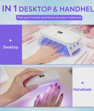 2-in-1 UV/LED Nageldroger: Handheld & Desktop, Snel Drogen met Timer