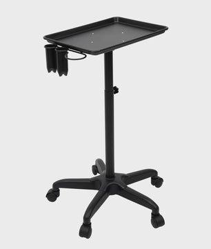 Verstelbare Salon Trolley met Wielen - Zwarte Werkwagen voor Kappers en Barbers