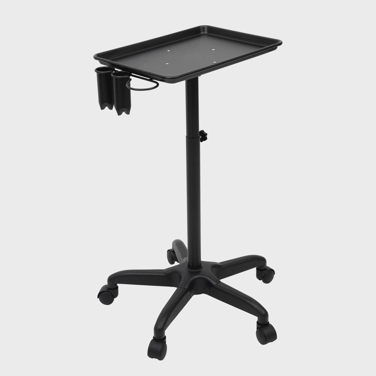 Verstelbare Salon Trolley met Wielen - Zwarte Werkwagen voor Kappers en Barbers