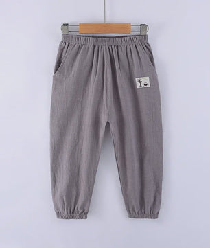 Linnen Kinderbroeken voor Jongens en Meisjes - Zomerse Lange Broek met Elastische Taille (100-160cm)