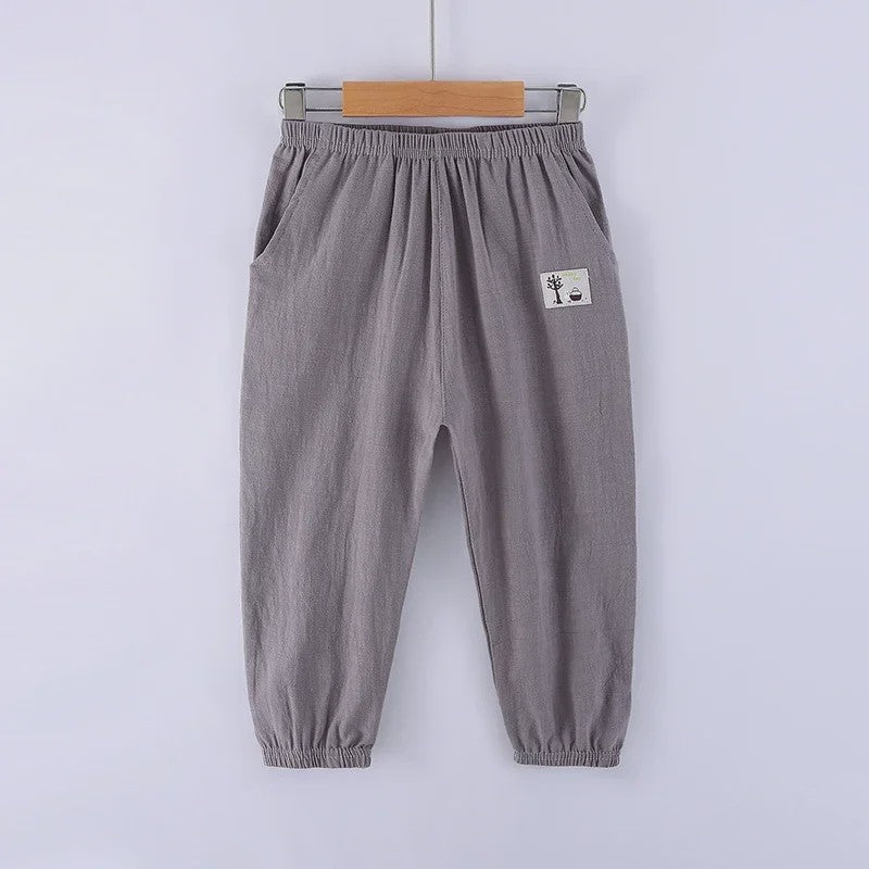 Linnen Kinderbroeken voor Jongens en Meisjes - Zomerse Lange Broek met Elastische Taille (100-160cm)