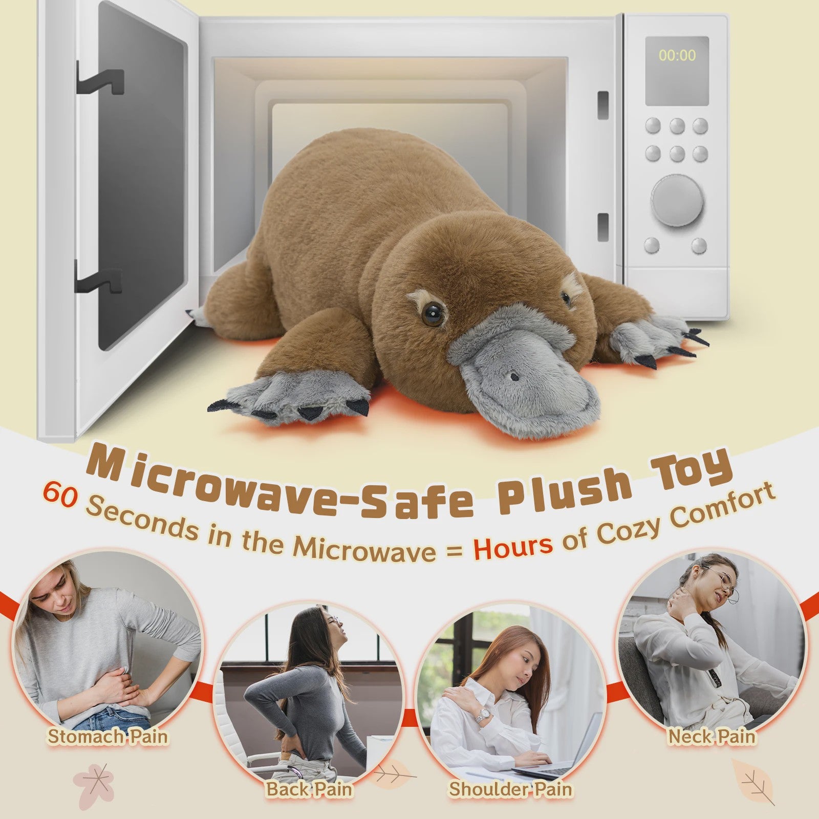 Magnetron Knuffel Vriendje Platvogel XXL - Warmte & Knuffelplezier