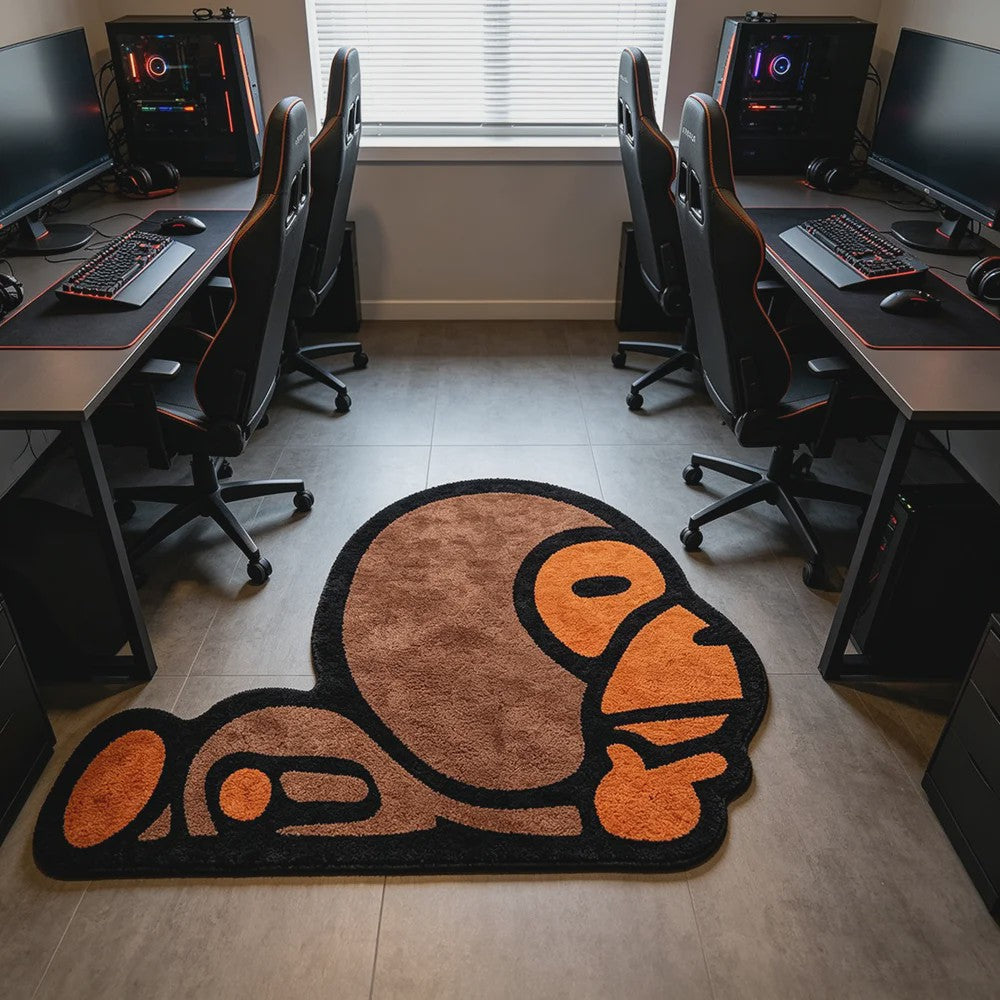 Creatief Aap Vorm Tapijt - Uniek Cartoon Design voor Gaming Kamer & Slaapkamer