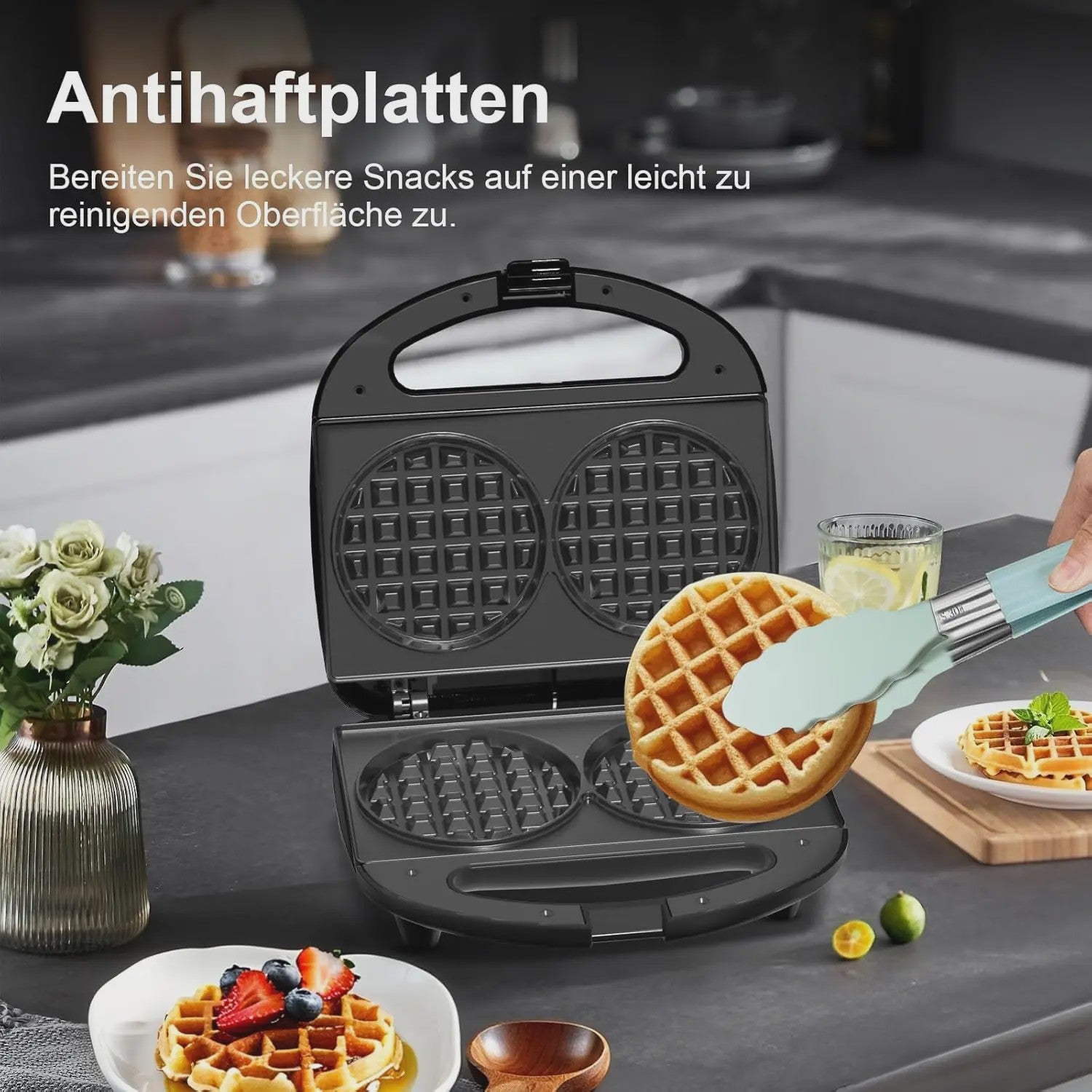 Dubbele Wafelmaker 750W - Anti-aanbak & Automatische Temperatuurregeling