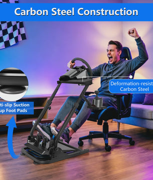 Opvouwbare Racing Wheel Stand van Carbon Staal met Shifter Mount - Compatibel met Logitech & Thrustmaster